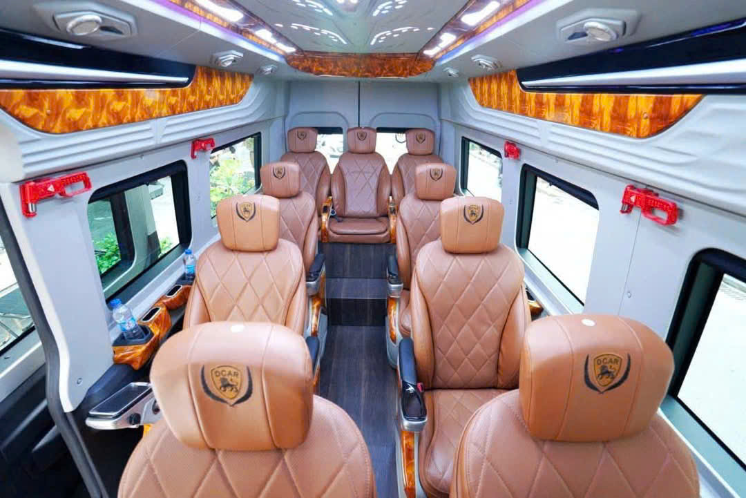 Nội thất xe 9 chỗ cao cấp ghế da kim cương DCAR